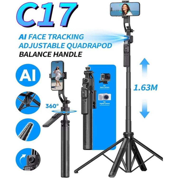 مونوپاد و گیمبال AI FACE C17 با قابلیت ردیابی چهره و چرخش ۳۶۰ درجه