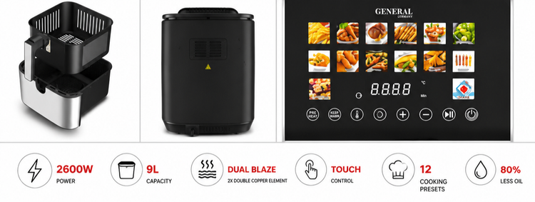 سرخ کن بدون روغن جنرال آلمان مدل TF860 ظرفیت 9 لیتر توان 2600 وات